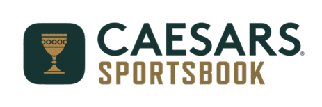 A green background with the words caesa sportsbook in black.